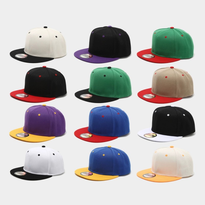 Two-Tone Color-Blocking Hip-Ho - Snapback Hat Flat 评论和价格