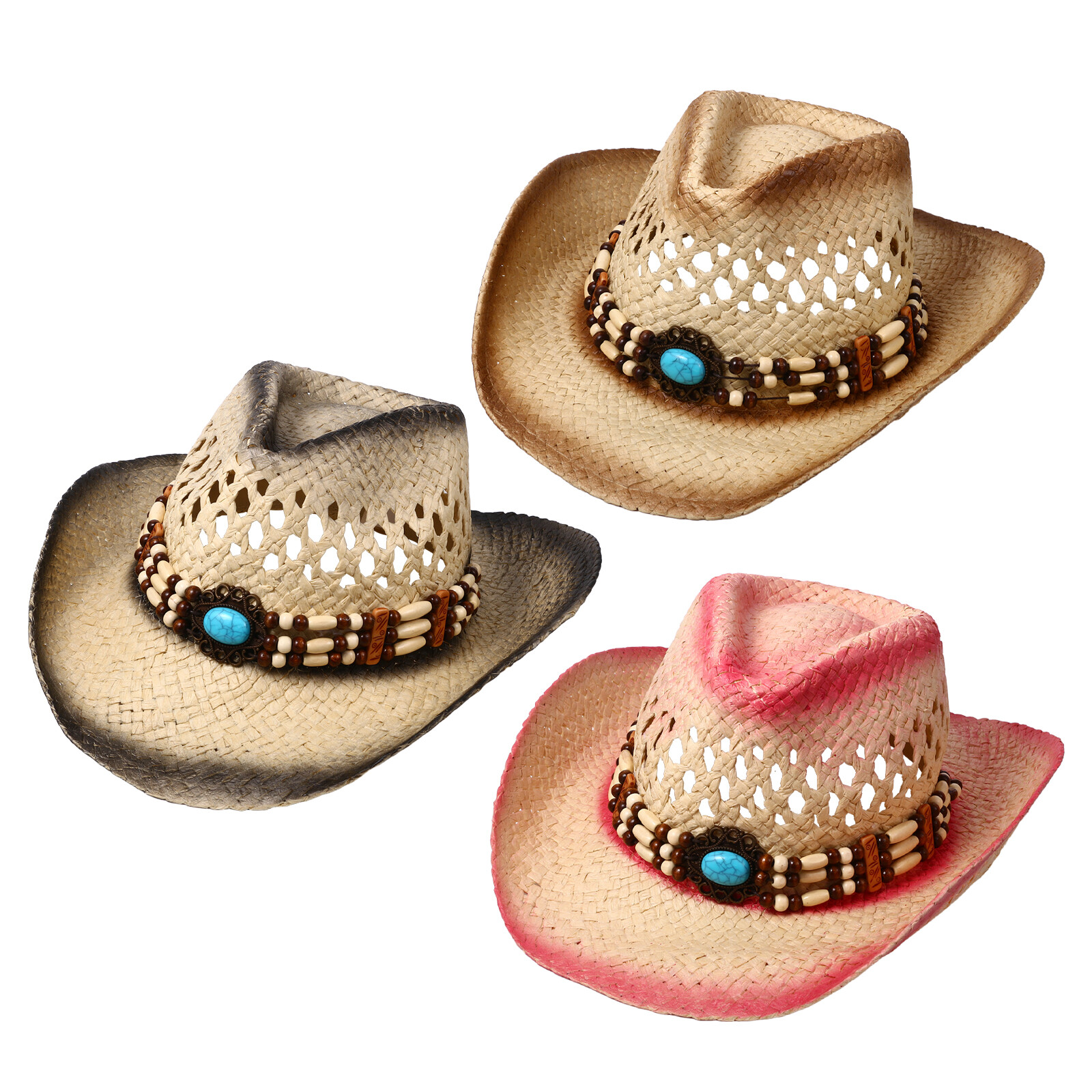 Men's Womens Bohemian Straw Su - Cowboy Hat Straw 评论和价格