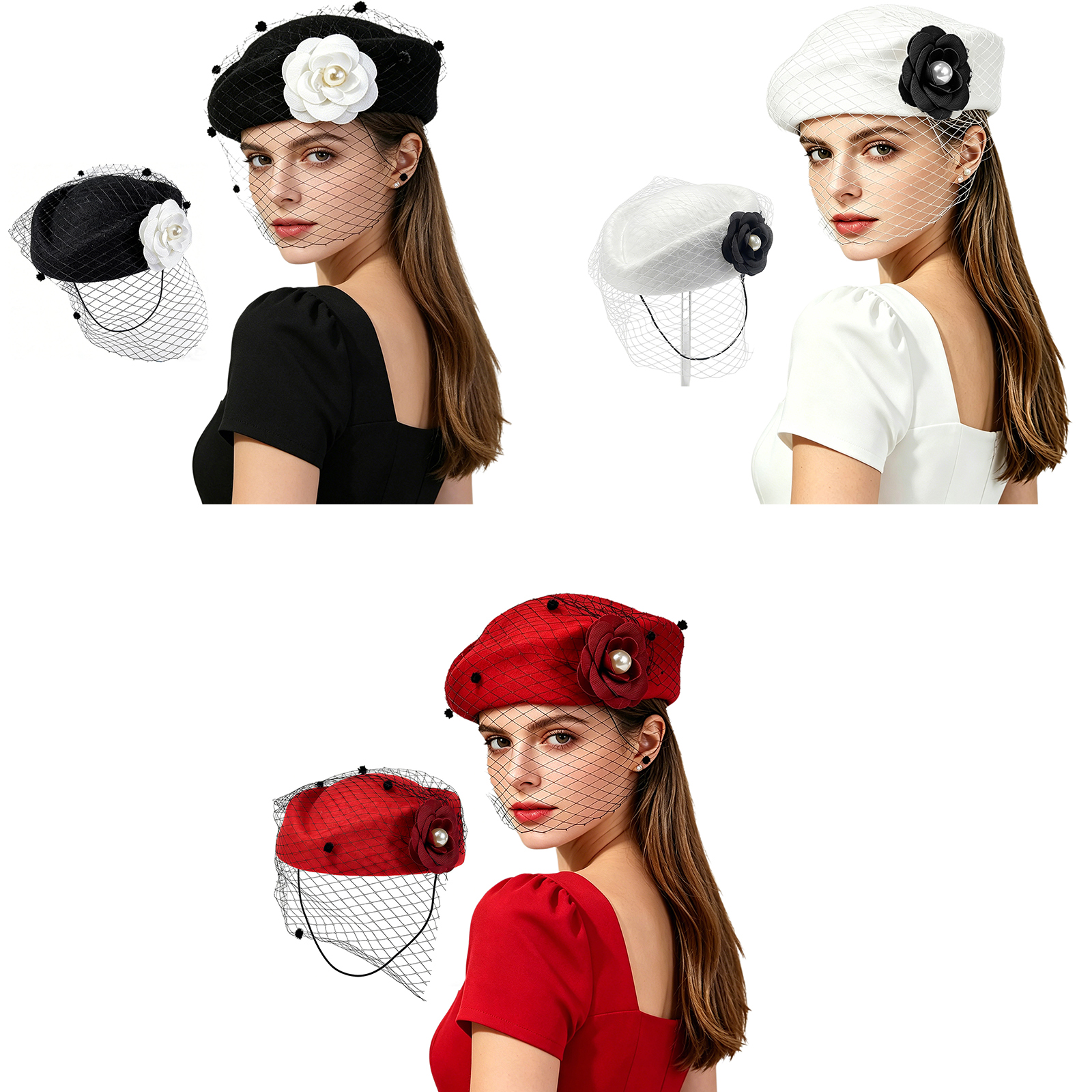 Vintage Artificial Flower Brid - Beret French Wool 评论和价格