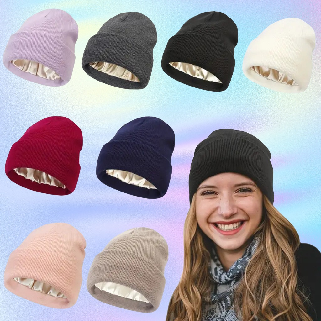 Unisex Satin Lined Anti Static - Beanie Cuffed Knit 评论和价格