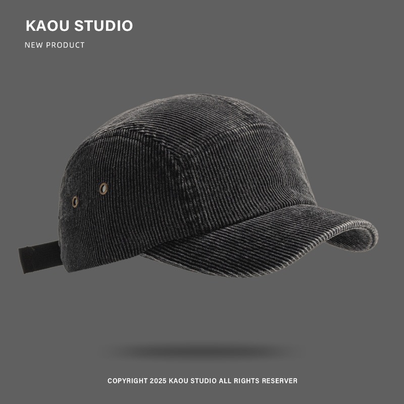 Japanese Retro Solid Color Cor - Corduroy Cap 5 Panel 评论和价格