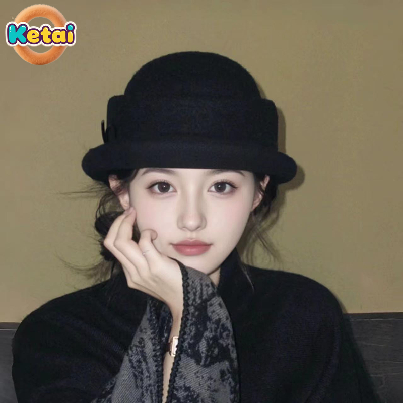 Black Wool Top Hat Beret Women - Beret French Wool 评论和价格