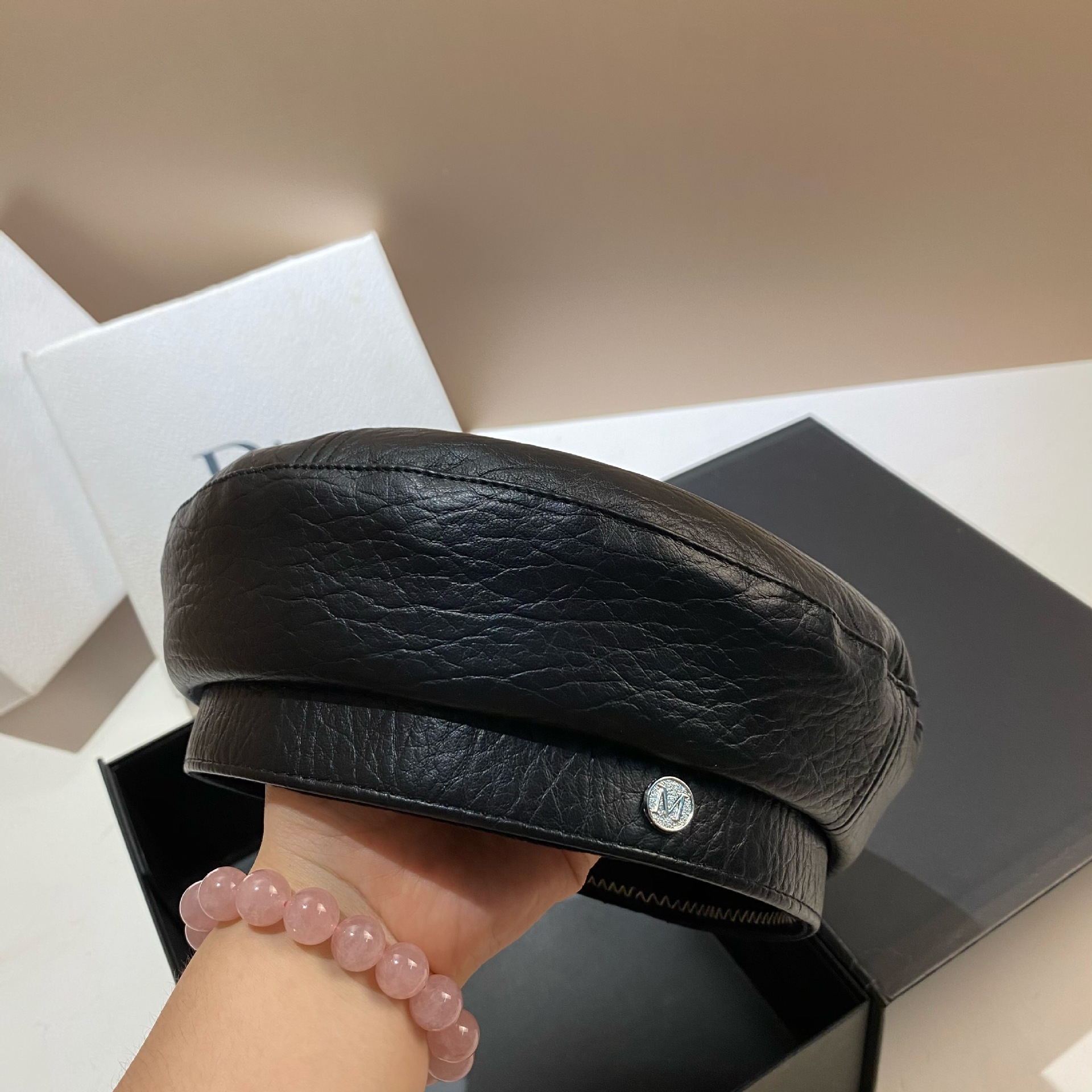 PU Leather Beret Caps Women Fa - Snapback Hat Flat 评论和价格