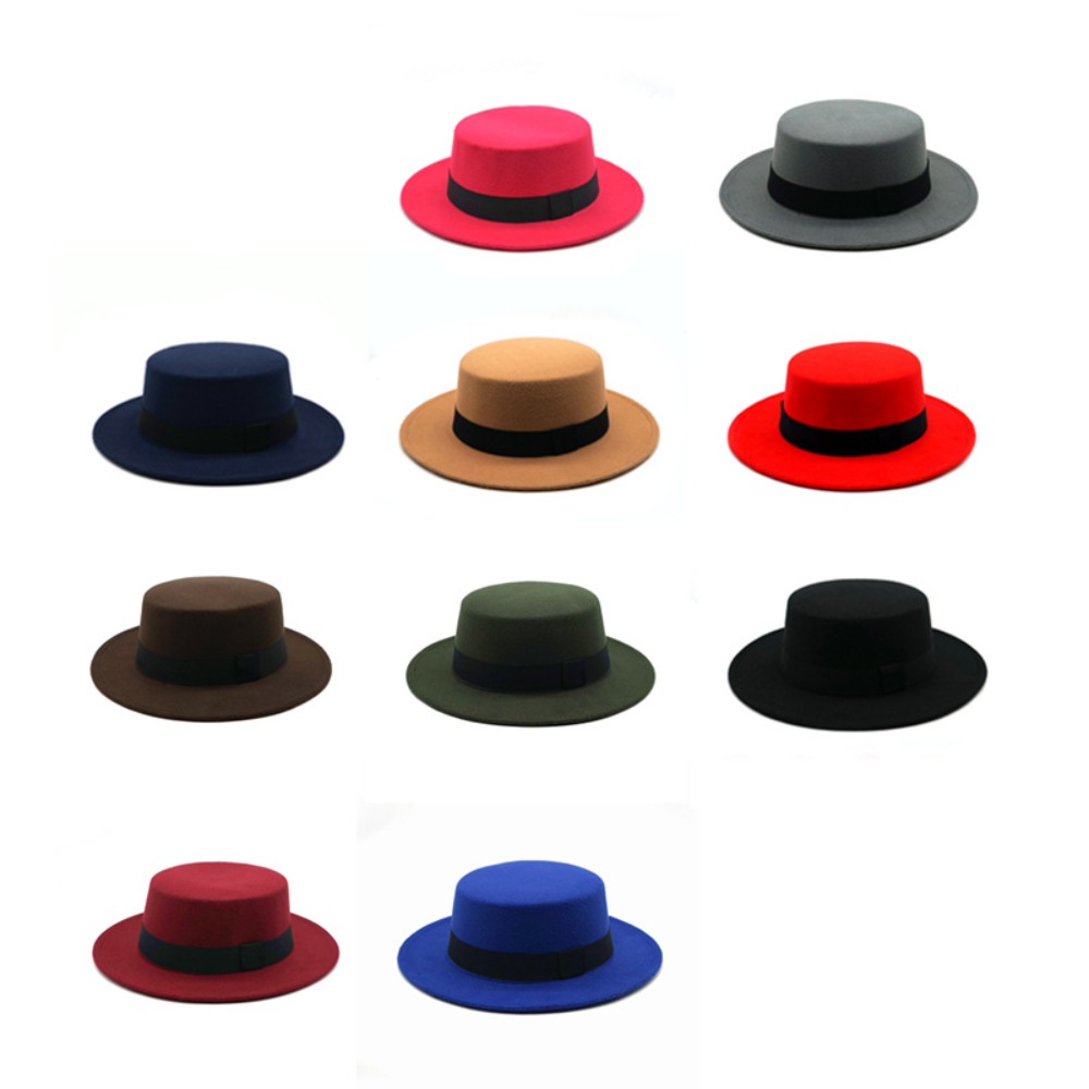 British Retro Flat Top Hat wit - Fedora Hat Wool 评论和价格